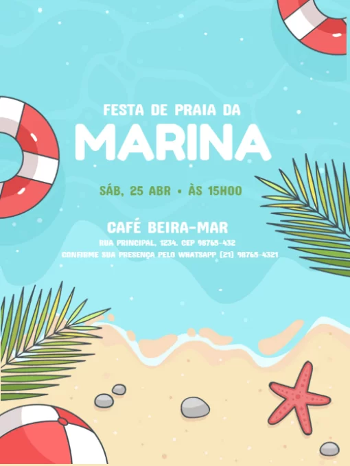 Modelo de convite - praia tropical