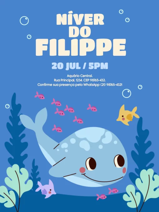 Modelo de convite - convites aniversário baleia
