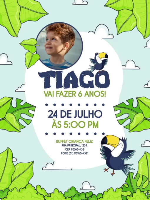 Modelo de convite - aniversário tropical infantil