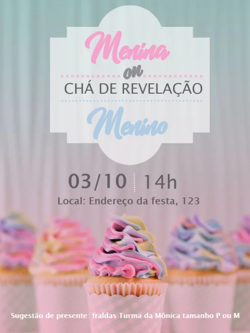 Modelo de convite - chá bebê revelação
