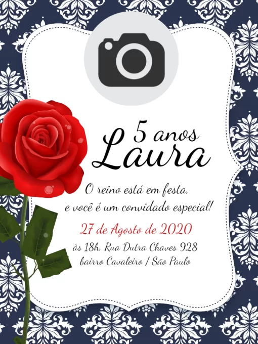 Modelo de convite - aniversário flor rosa