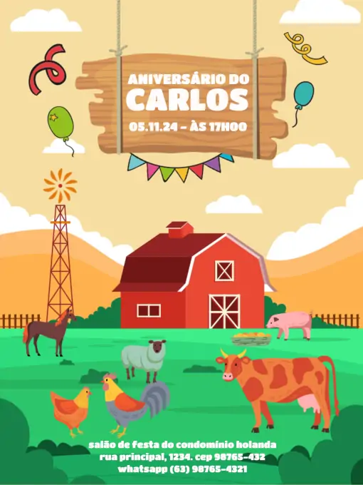 Convite De Aniversário Fazendinha Balão Convite De Aniversário Fazendinha Balão