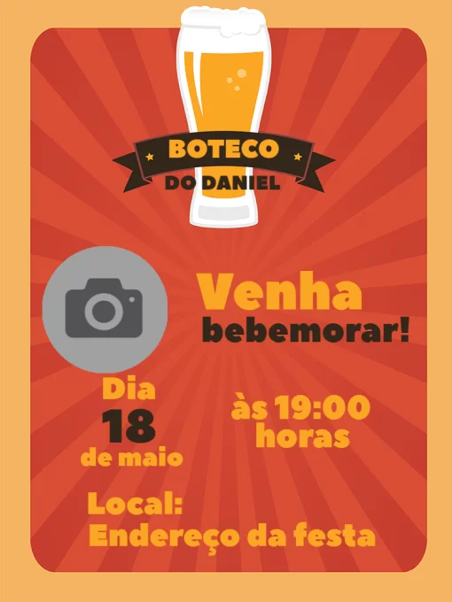 Modelo de convite - aniversário boteco