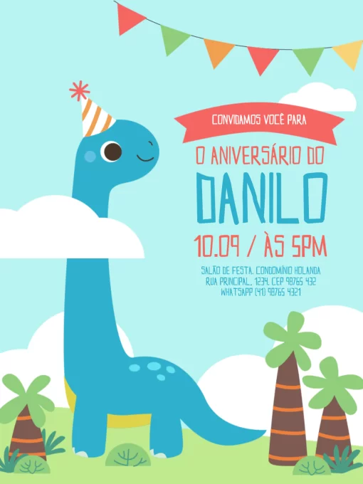 Festa personalizada infantil dinossauros desenhos e ilustração