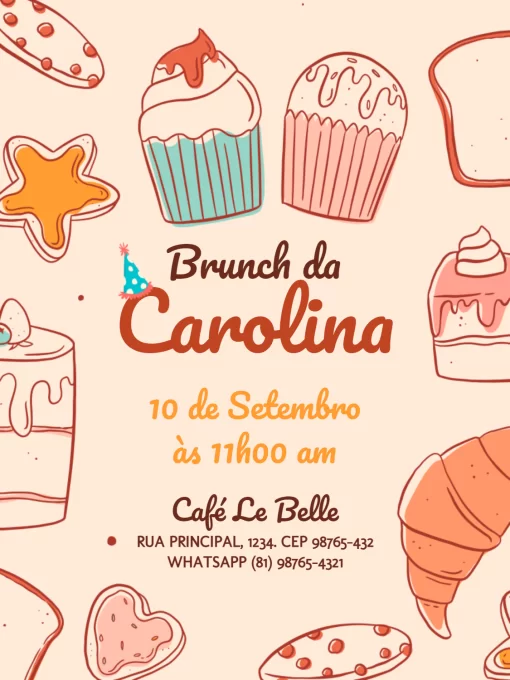 Modelo de convite - aniversário confeitaria rosa