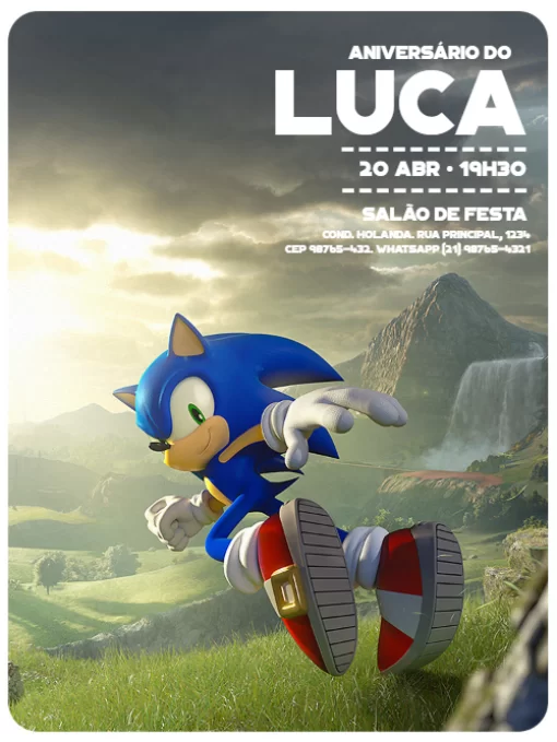 Poster Do Sonic De Sonic O Filme 2  Festas de aniversário do sonic,  Imagens de gato e cachorro, Aniversário do sonic