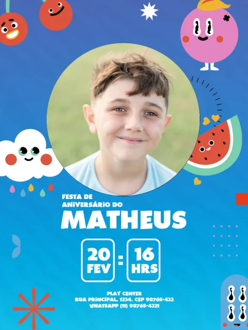 Convites De Aniversário Com Foto Jovem Masculino Azul Convites De Aniversário Com Foto Jovem Masculino Azul