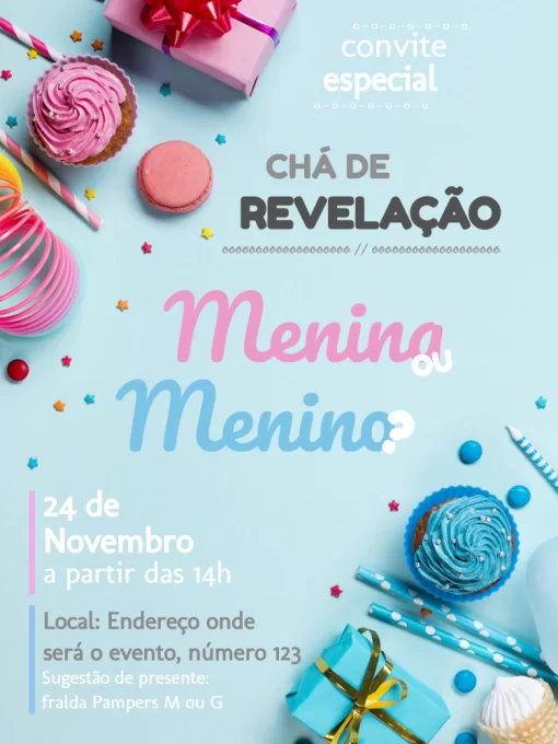Modelo de convite - chá bebê revelação