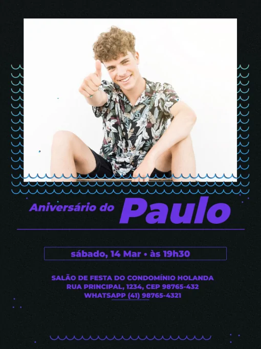 Convites De Aniversário Com Foto Jovem Masculino Escuro Convites De Aniversário Com Foto Jovem Masculino Escuro