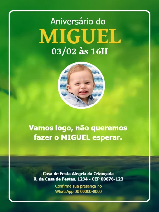 Modelo de convite - aniversário infantil menino com foto