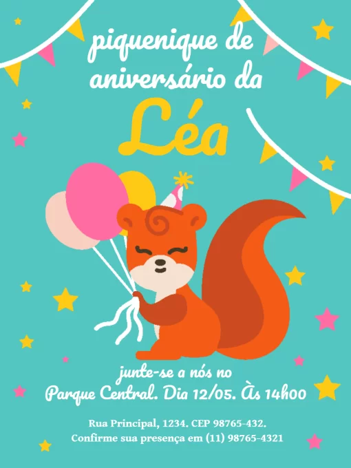Convite De Aniversário Raposinha Verde Convite De Aniversário Raposinha Verde