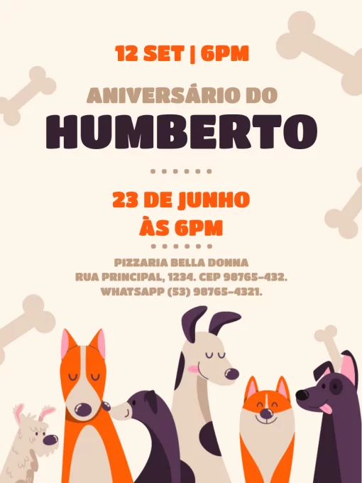 Modelo de convite - aniversário cachorro lúdico