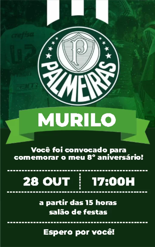 Convite Online Digital Aniversário Palmeiras Geométrico Edite Online