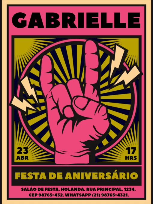 Modelo de convite - rock n roll rosa