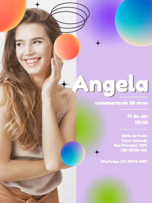 Modelo de convite - aniversário com foto adulto moderno