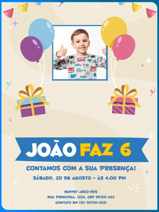 Modelo de convite - digital aniversário com foto