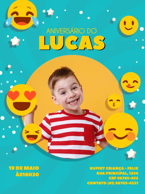 Modelo de convite - aniversário com foto infantil smile