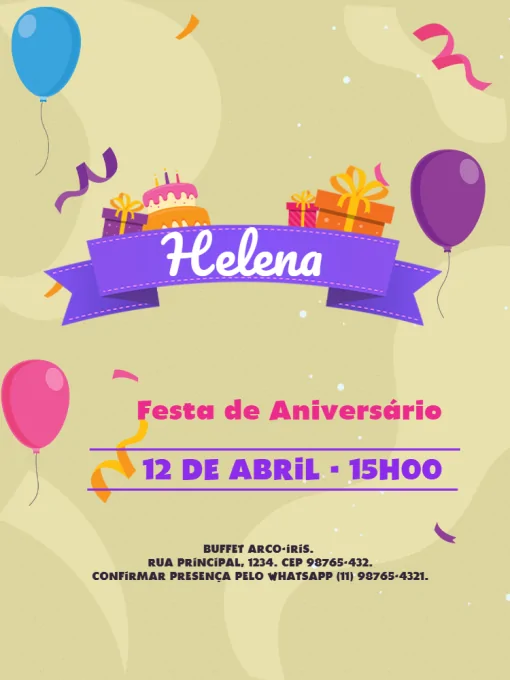 Modelo de convite - aniversário balões colorido