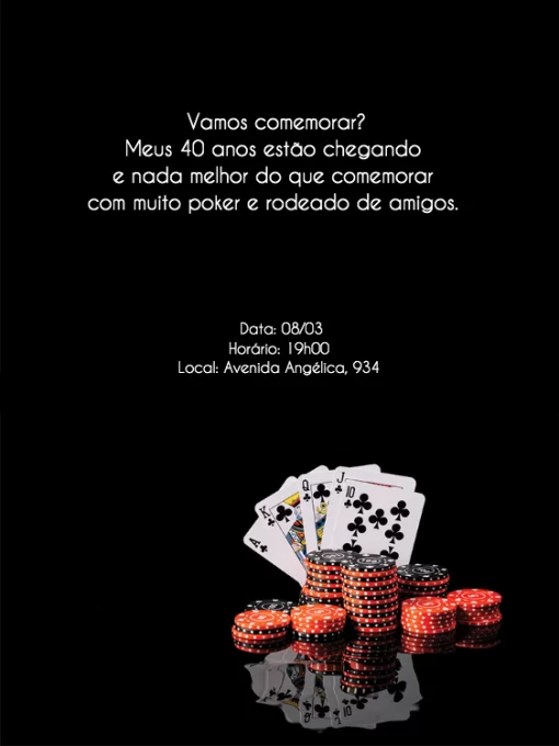 Convite Noite do Poker Convite Noite do Poker