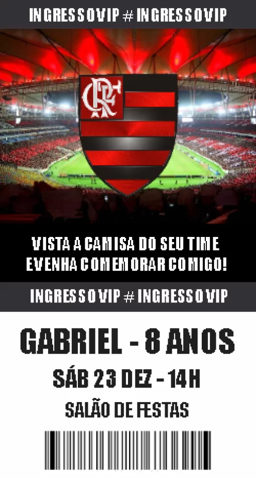 Fazer convite online convite digital Aniversario Flamengo