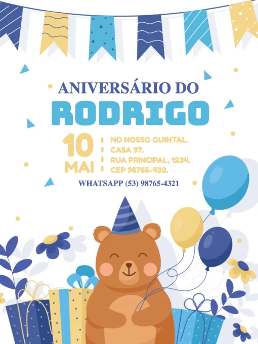 Convite De Aniversário Para Menino Ursinho Convite De Aniversário Para Menino Ursinho