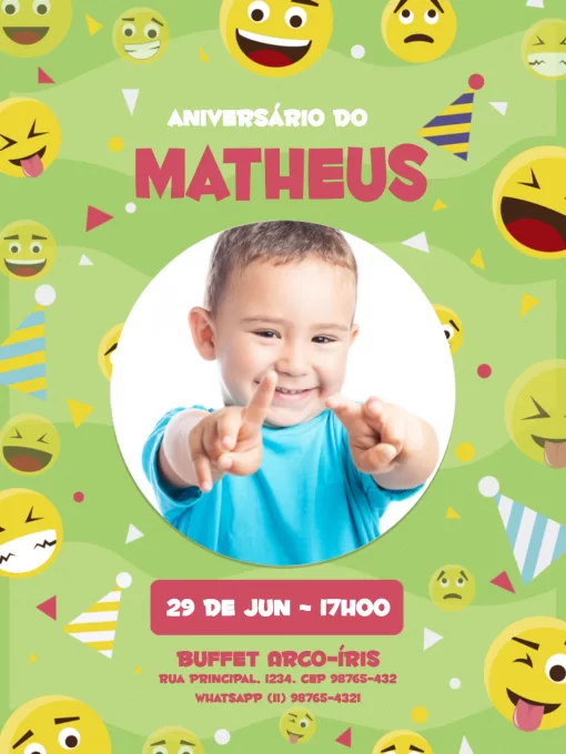 Modelo de convite - aniversário com foto infantil divertido