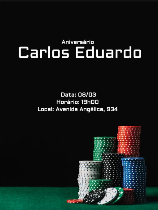 Convite Noite do Poker Convite Noite do Poker