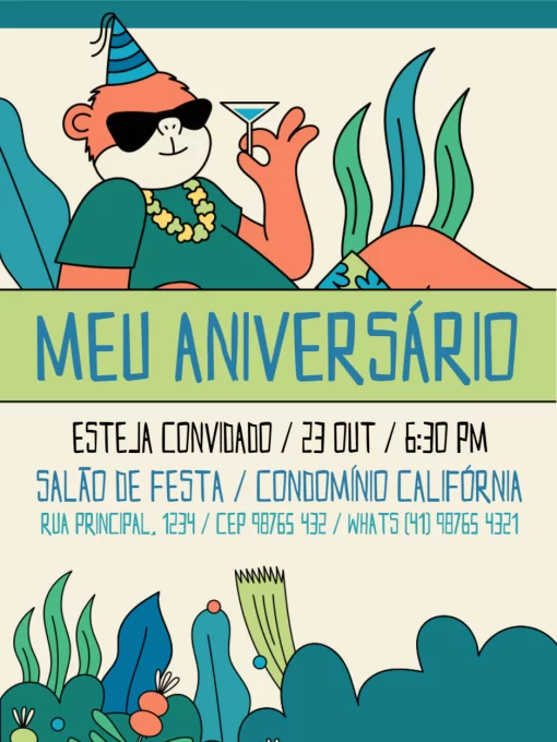 Modelo de convite - aniversário para menino verde