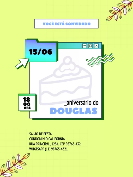 Modelo de convite - aniversário masculino moderno