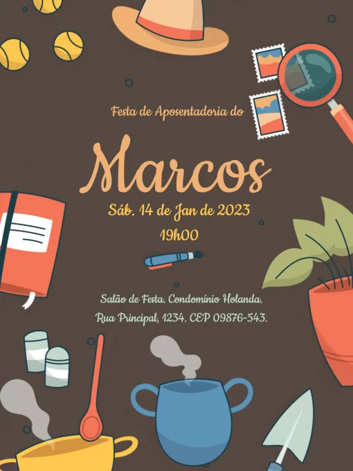 Modelo de convite - para festa aposentadoria escuro