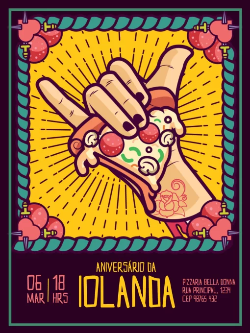 Convite De Aniversário Com Tema Pizza Divertido