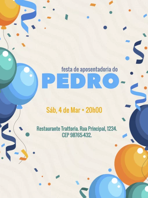 Modelo de convite - para festa aposentadoria colorido