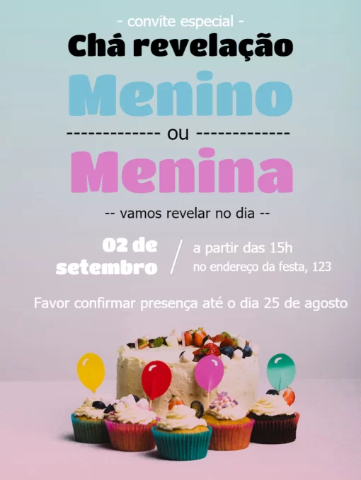Modelo de convite - chá bebê revelação