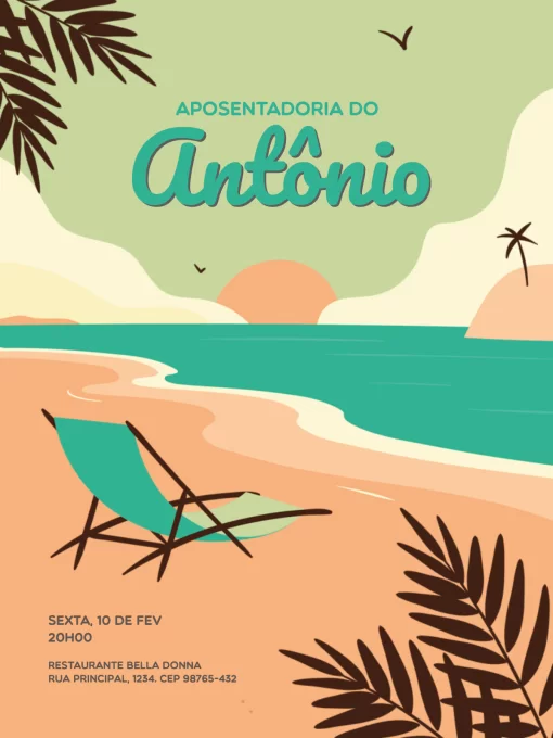 Modelo de convite - para festa aposentadoria praia
