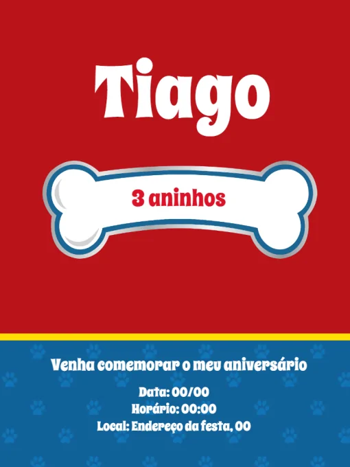 Grátis - Fazer convite online convite digital aniversário patrulha canina