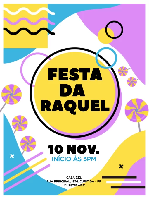 Modelo de convite - lollipop festa colorido