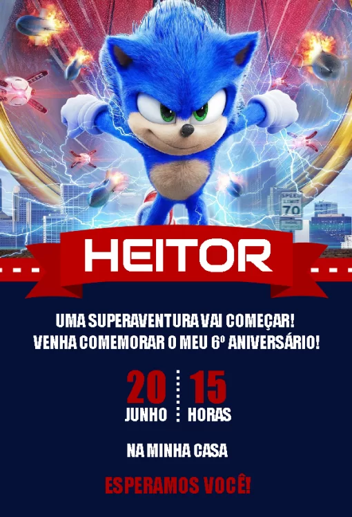 Convite de Aniversário Sonic Boom para Preencher - Imagem Legal