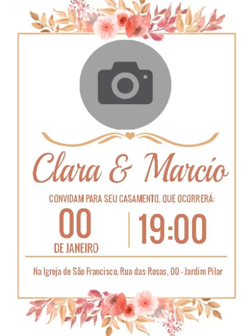 Modelo de convite - casamento flores inverno