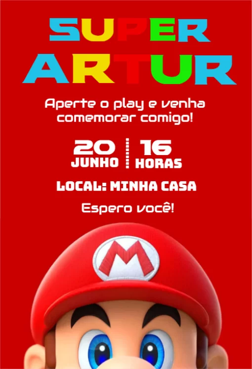 Criar convite de Super Mario Bros. O Filme online grátis