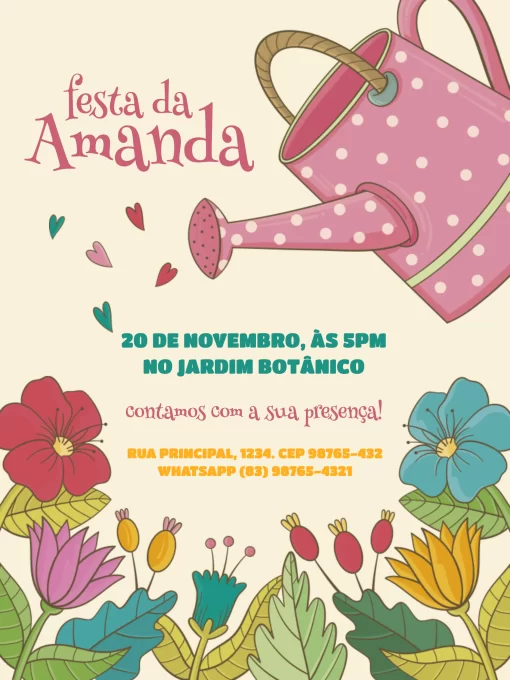 Modelo de convite - aniversário jardim flores