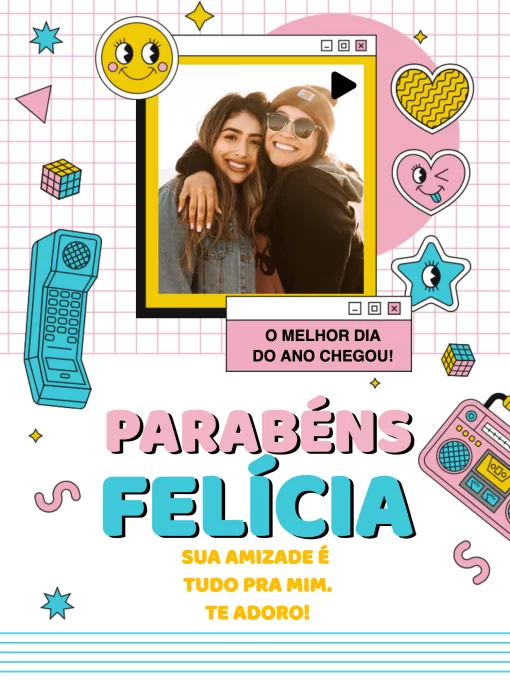 Cartão de comemoração aniversário feminino