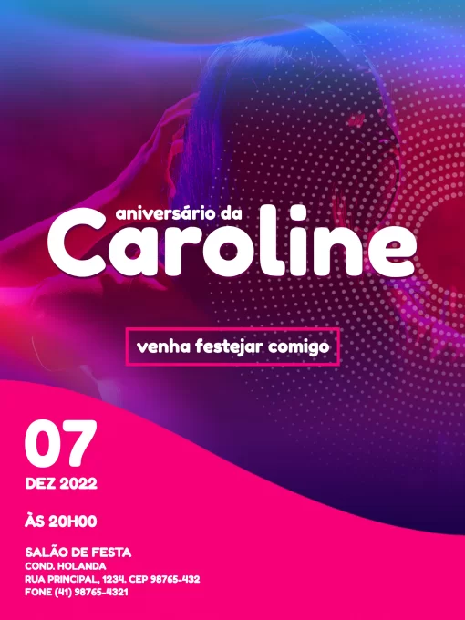 Convite De Aniversário Jovem Feminino Moderno Convite De Aniversário Jovem Feminino Moderno