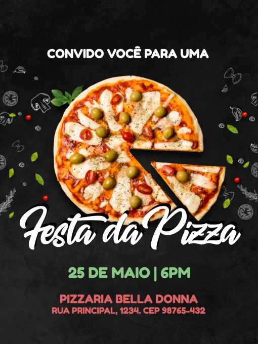 Convite online de pizzaria edite grátis