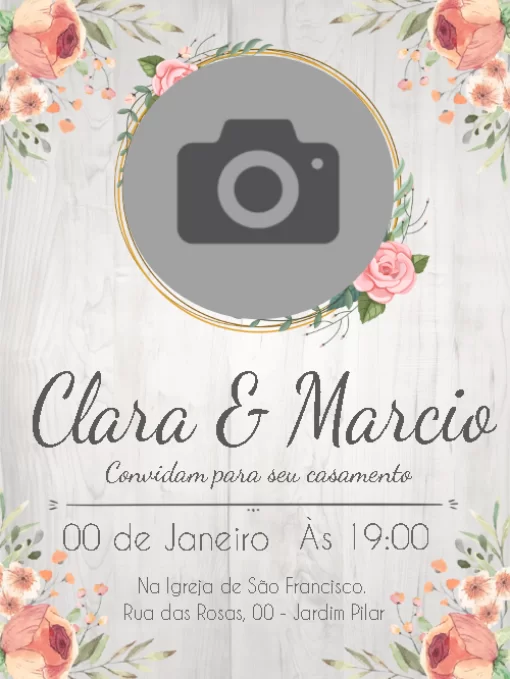 Convite de Casamento Floral Edite Online