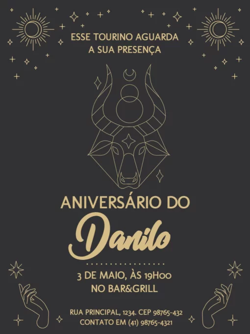 Modelo de convite - aniversário signos touro