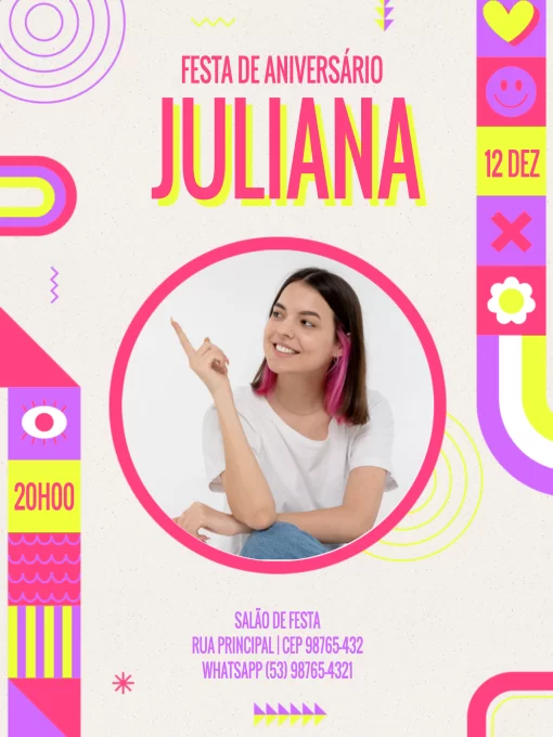 Convite De Aniversário Jovem Feminino Divertido Convite De Aniversário Jovem Feminino Divertido