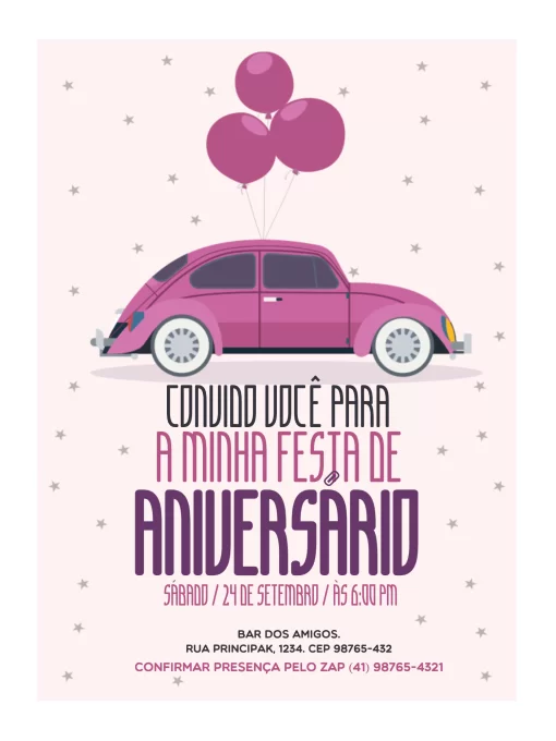 Modelo de convite - aniversário fusca