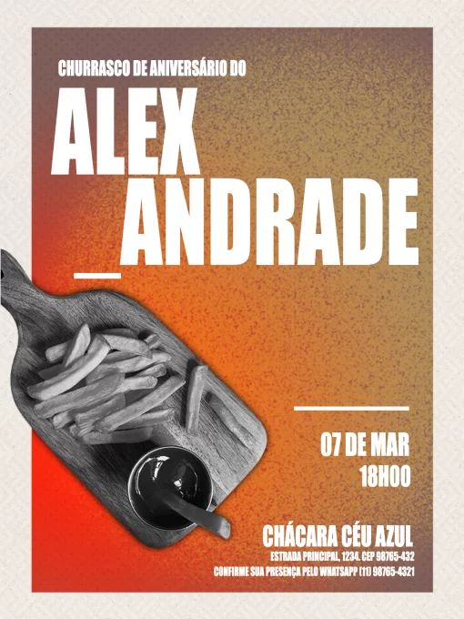 Modelo de convite - aniversário masculino minimalista