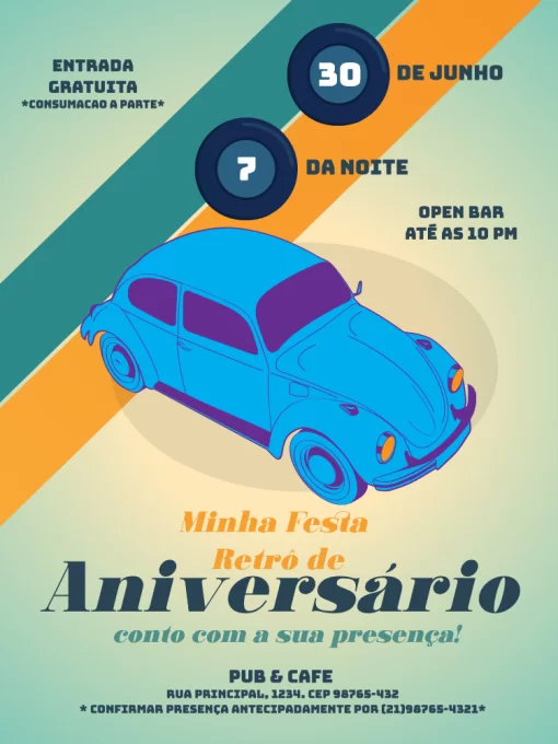 Convite Digital de Aniversário Carro Infantil para Whatsapp