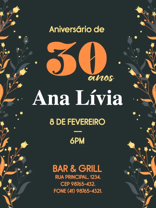 Convite De Aniversário Feminino Escuro Convite De Aniversário Feminino Escuro